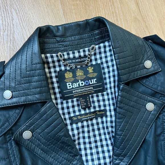 Barbour Women's Black Jacket Barbour Moto Jacket Women 4 Black Streak Tartan Zip - Picture 3 of 9
